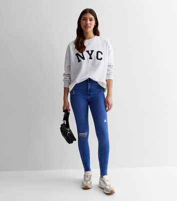 Tall Blue Ripped Knee Hallie Super Skinny Jeans