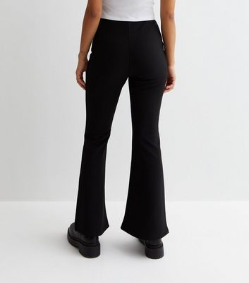 Petite Black Jersey Flared Trousers New Look