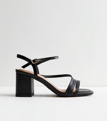 New Look Barely There Block Heeled Sandal In Dark Green in Black | Lyst