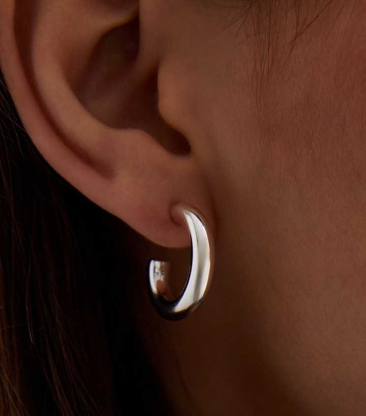 Silver Chunky Mini Hoop Earrings