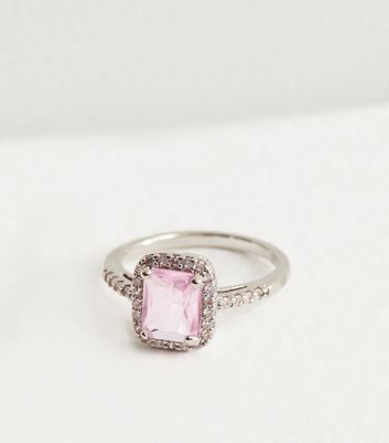 Pink Gem Diamante Detail Ring New Look