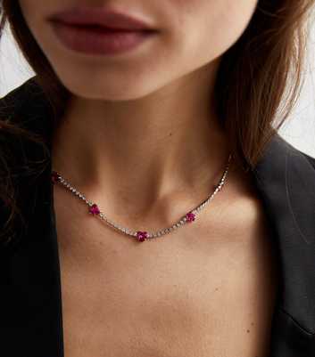 Pink Diamanté Heart Gem Necklace