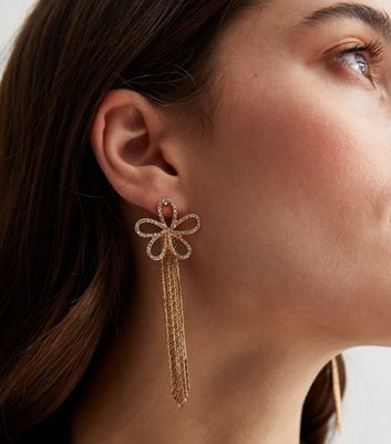 A PAIR OF Rhinestone Flower Tassel Earrings Light Luxury High-End Fashion  $0.20 - PicClick AU