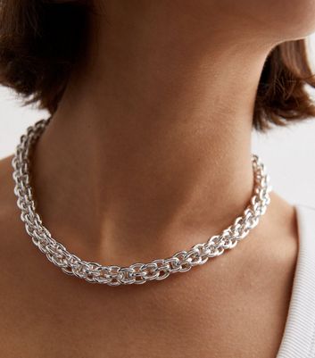 Silver Thick Rope Chain Necklace