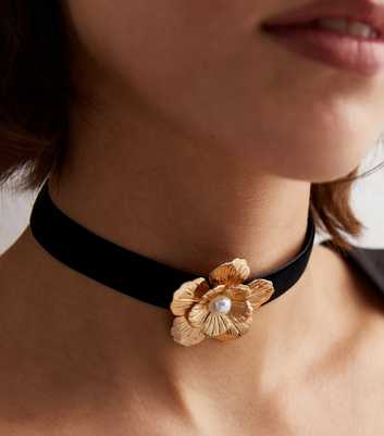 Black Velvet Flower Choker Necklace