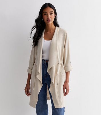 Stone Waterfall Duster Jacket New Look