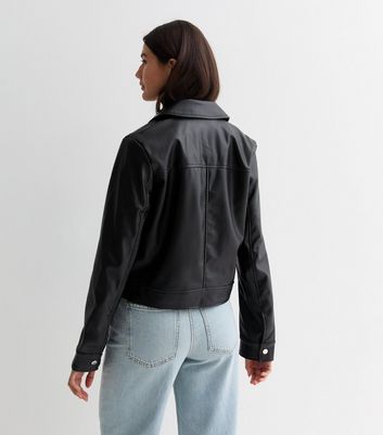 Black Leather-Look Jacket New Look