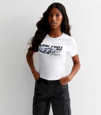 Girls White Live Fast Car Logo T-Shirt