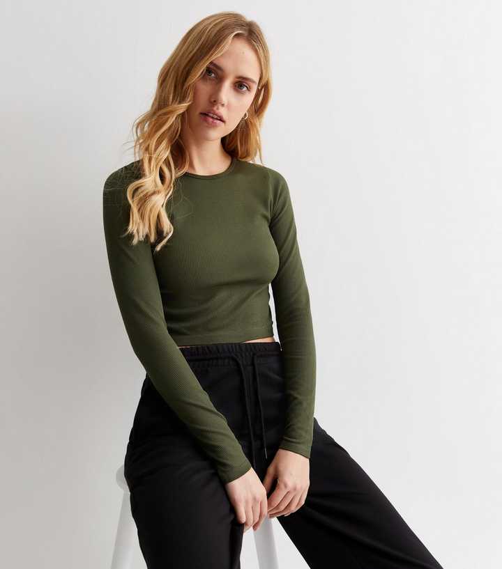 SEAMLESS CROP TOP KHAKI