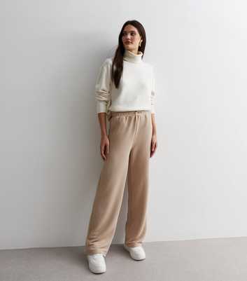 Off White Textured Wide Leg Joggers