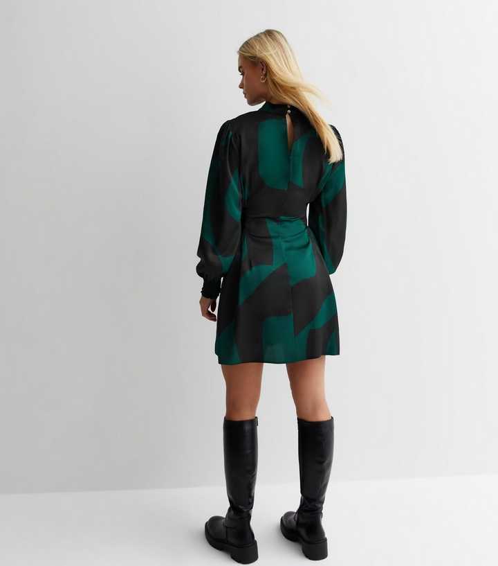 Belted Tunic Dress - Pasto Print Blue and Light Green main image 0