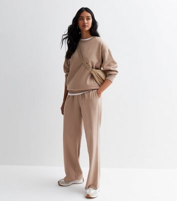 Camel Wide Leg Joggers New Look