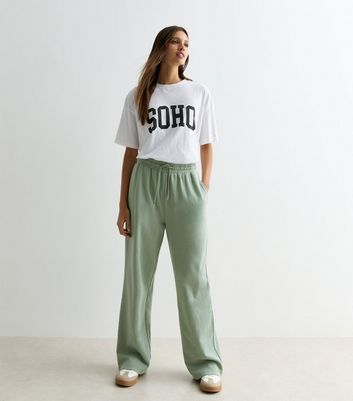 Green wide leg discount joggers