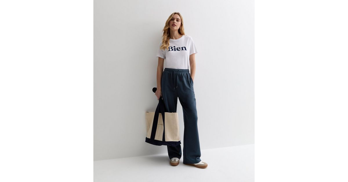 IMANI WIDE LEG JOGGER - DEEP DARK NAVY main image 0