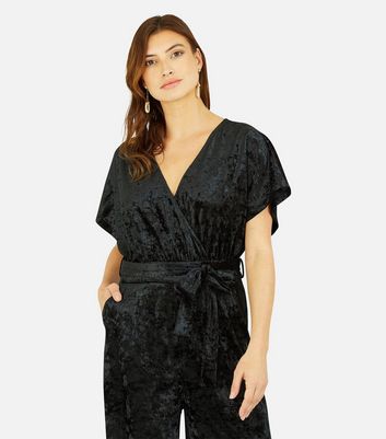 New look cheap black velvet jumpsuit