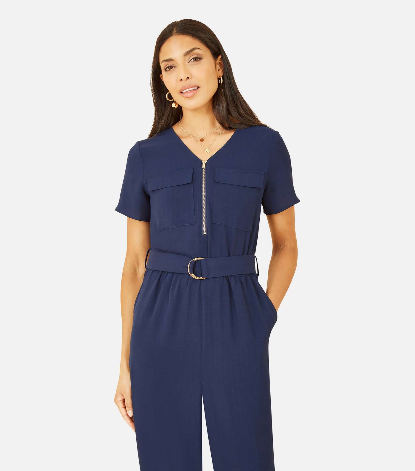 Yumi Navy Wide Leg Belted Jumpsuit Image 2