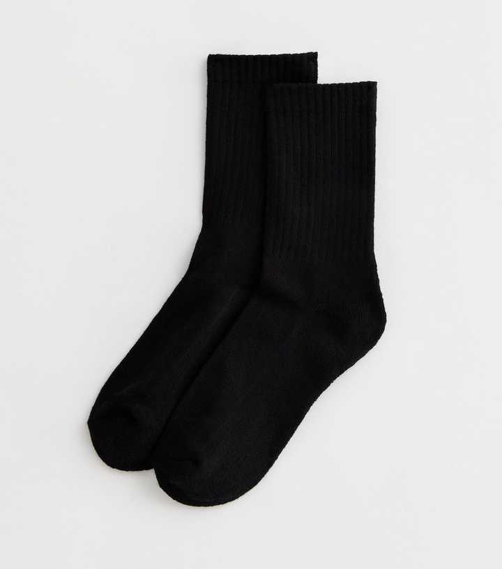 Black Ribbed Tube Socks | New Look
