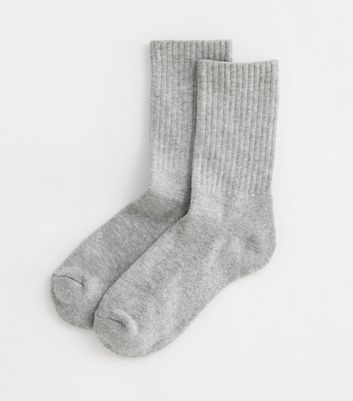 Grey Ribbed Tube Socks New Look   Grey Ribbed Tube Socks 