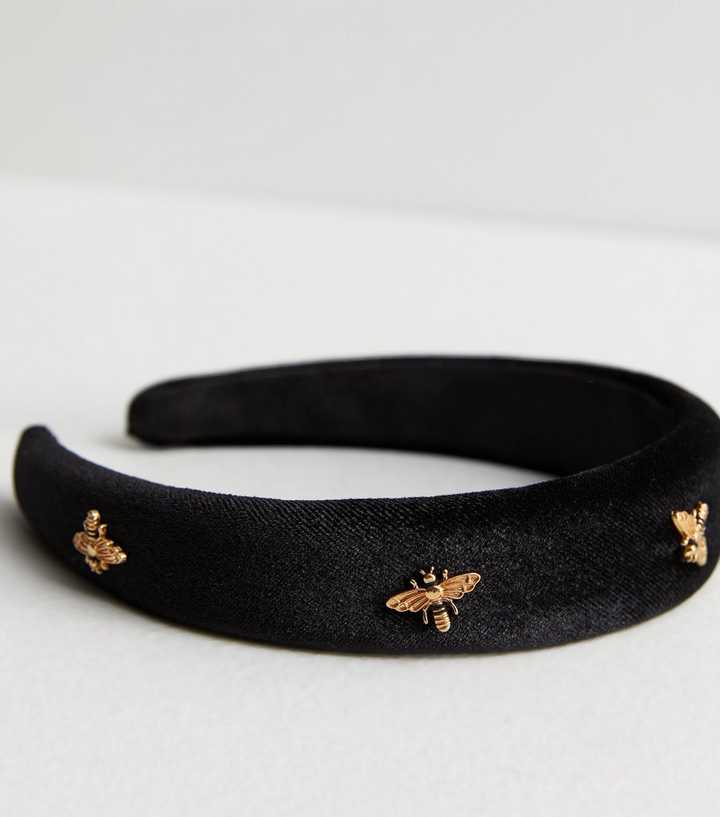 Black Velvet Bee Embellished Padded Headband | New Look display picture 2