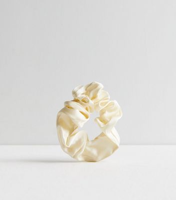 Cream Real Silk Large Scrunchie New Look