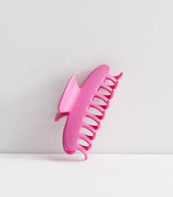 Bright Pink Matte Banana Hair Claw Clip New Look