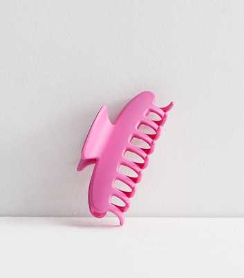 Bright Pink Matte Banana Hair Claw Clip