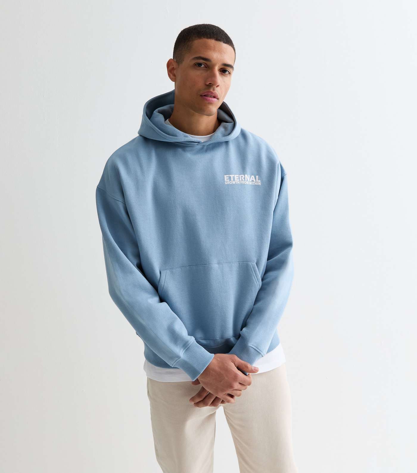 Pale Blue Eternal Front and Back Logo Oversized Hoodie Image 4