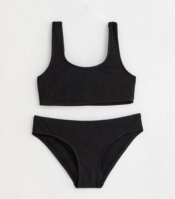 Girls Black Textured Bikini Set New Look