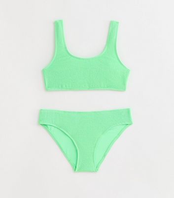 Girls Green Textured Bikini Set New Look