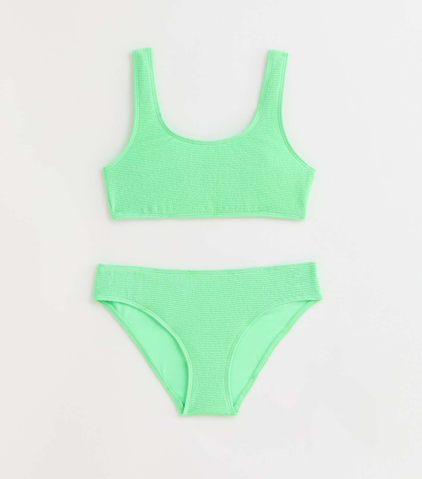 Girls Green Textured Bikini Set