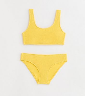 Girls Yellow Textured Bikini Set New Look