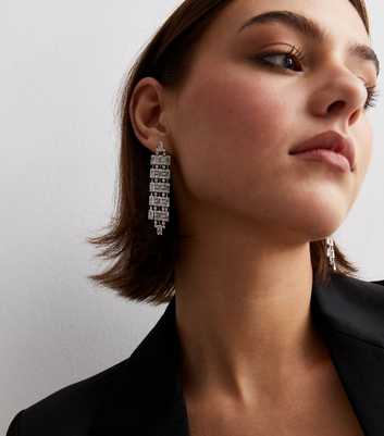 Crystal Diamanté Baguette Tassel Earrings