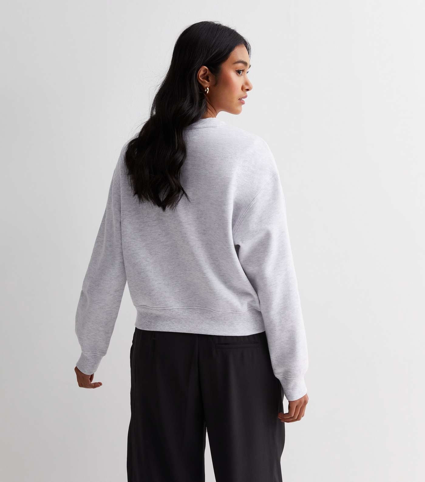 Grey Jersey Crop Sweatshirt Image 4