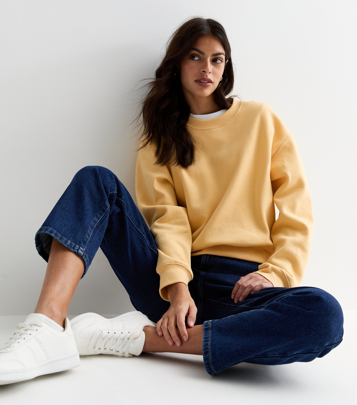 Women's Yellow Jersey Crop Sweatshirt New Look