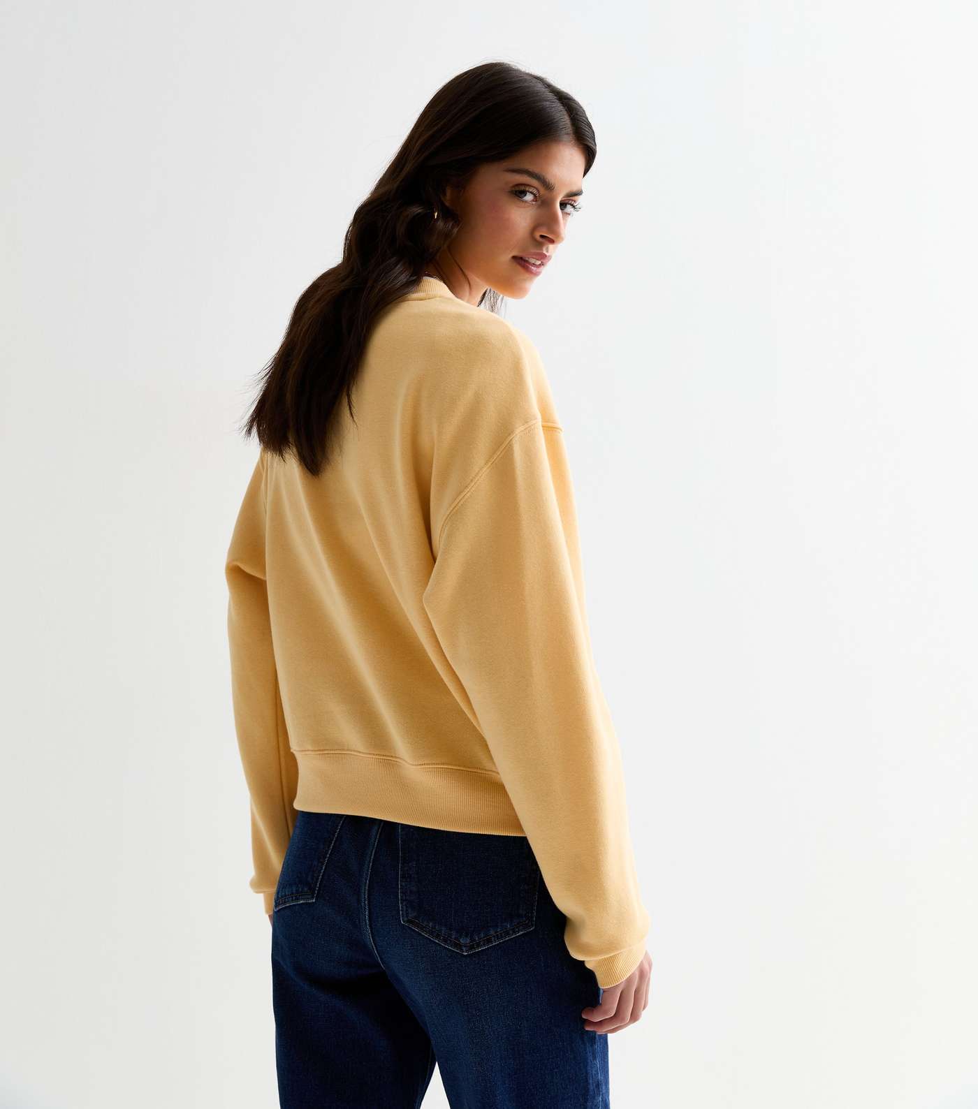 Yellow Jersey Crop Sweatshirt Image 4