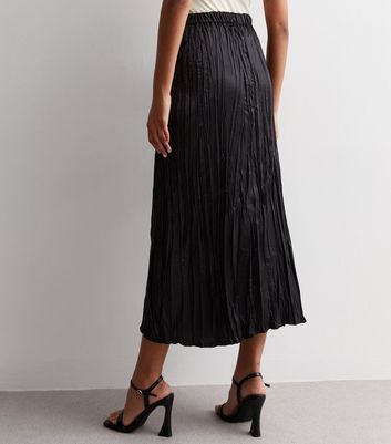 Black high waisted outlet pleated midi skirt