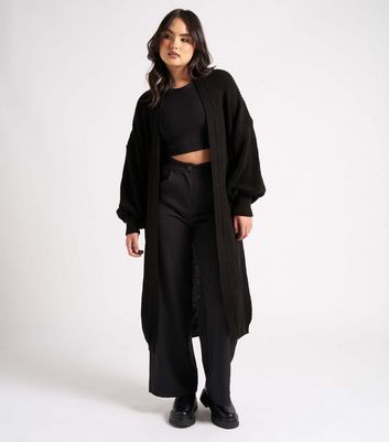 Long black sale chunky knit cardigan