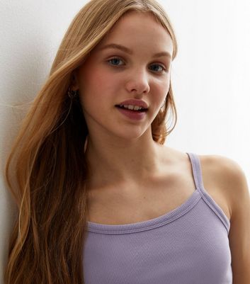 Girls Lilac Ribbed Crop Cami New Look
