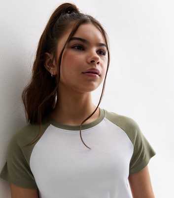 Girls Olive Raglan Sleeve T-Shirt