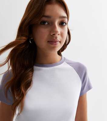 Girls Lilac Raglan Sleeve T-Shirt