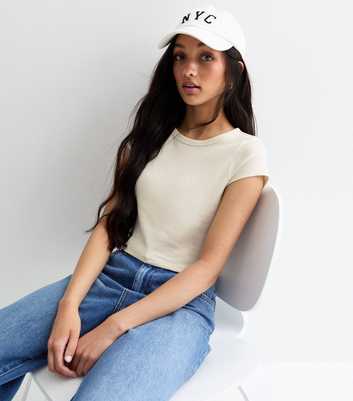 Girls Off White Cap Sleeve Crop Top 