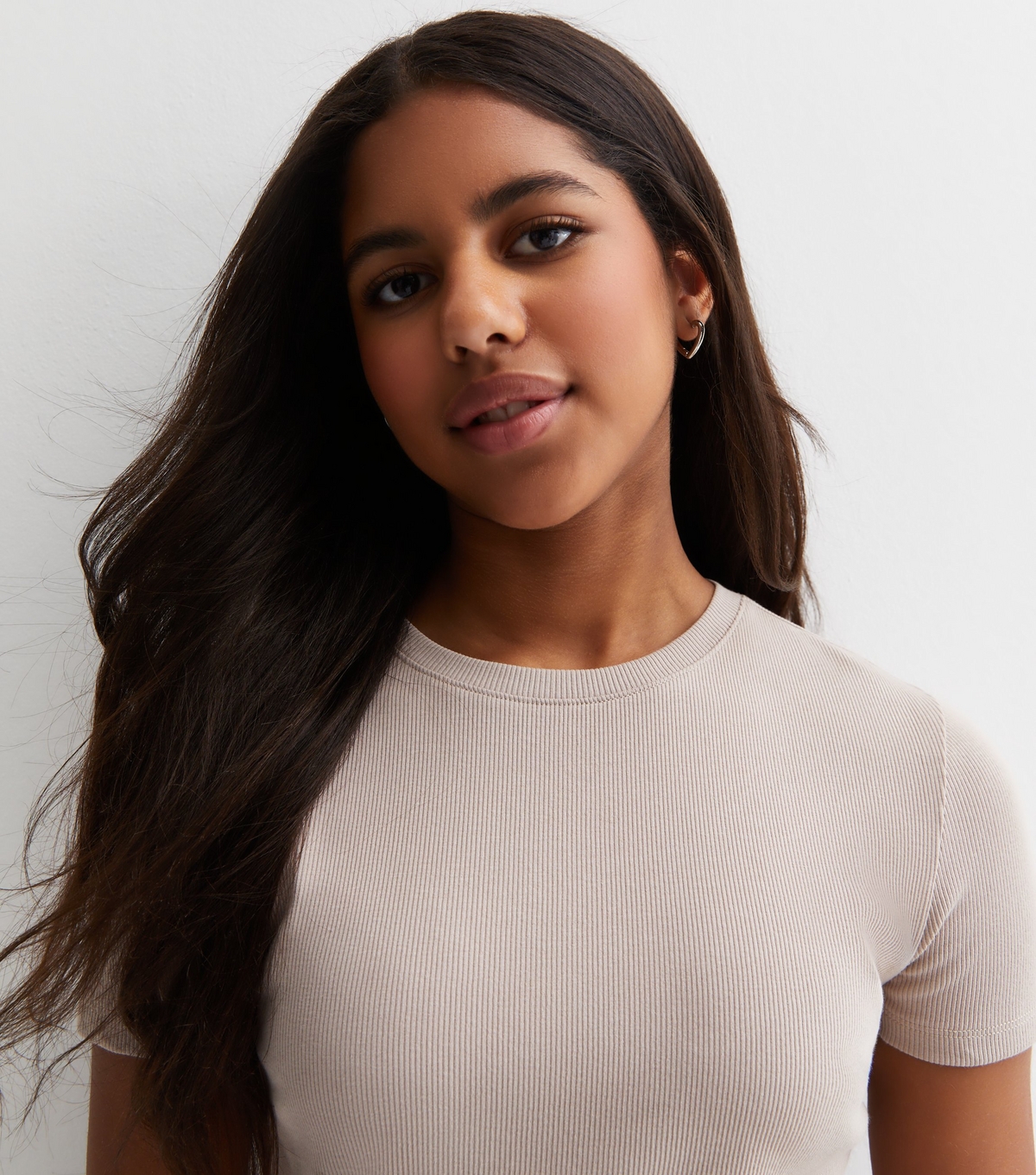 Girls' Light Brown Ribbed Crew Neck T-Shirt New Look