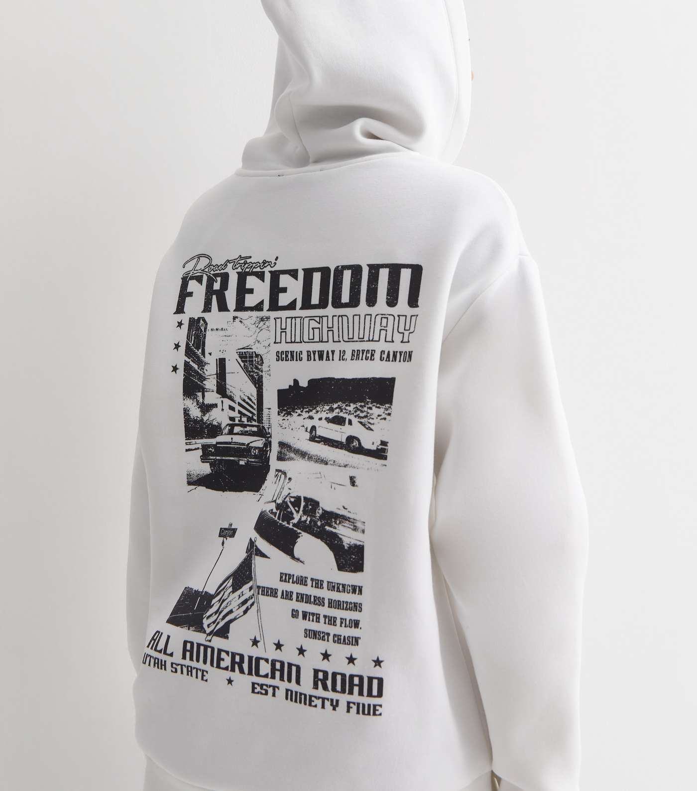 Girls Off White Freedom Highway Front and Back Logo Hoodie Image 2