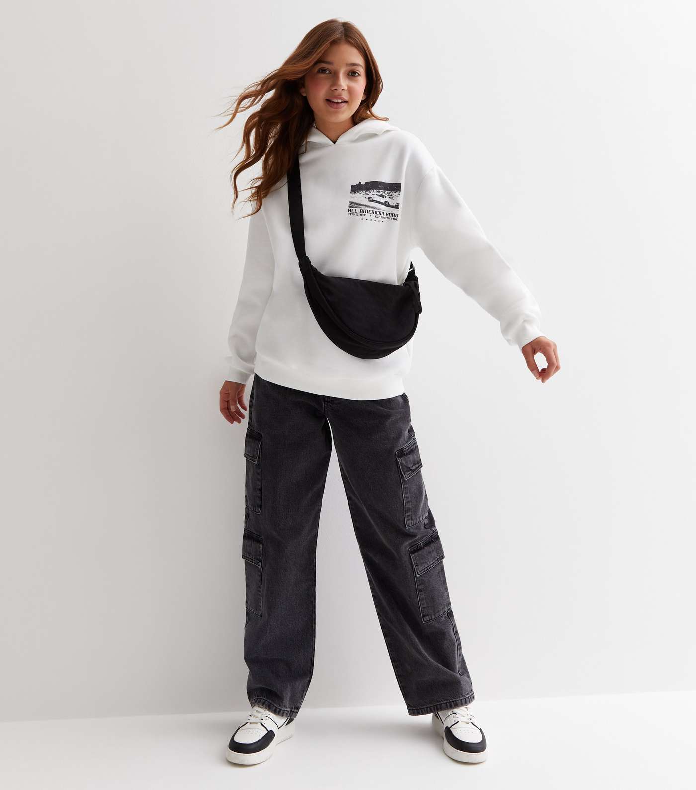 Girls Off White Freedom Highway Front and Back Logo Hoodie Image 4