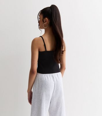 Girls Black Ruched Crop Cami New Look