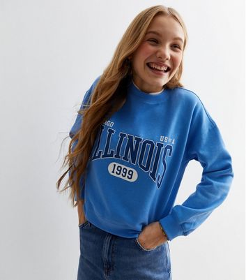 Girls Bright Blue Illinois Logo Sweatshirt New Look