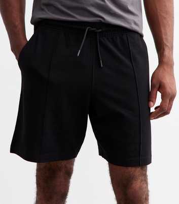 Black Relaxed Fit Cotton Pintuck Drawstring Shorts