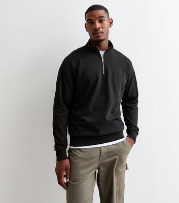 Black Relaxed Quarter Zip Sweatshirt