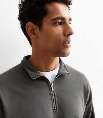 Dark Grey Relaxed Quarter Zip Sweatshirt