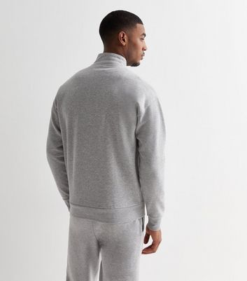 Men's Grey Marl 1/4 Zip Sweatshirt New Look